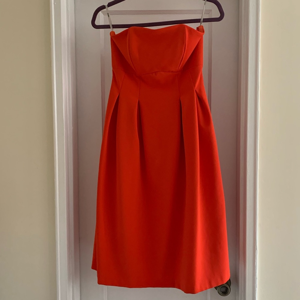 Strapless scuba Dress ASOS tomato red NEW